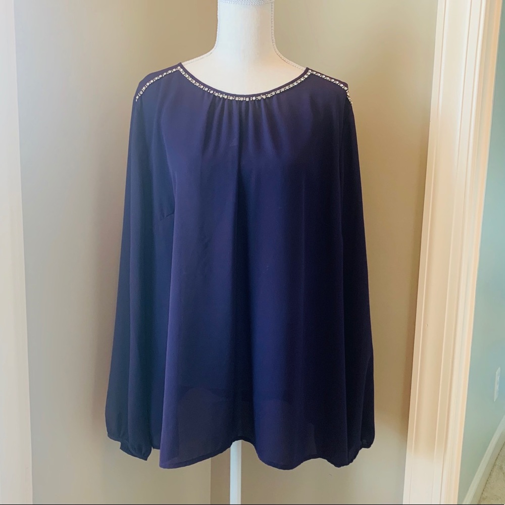 Liz Claiborne Holiday Top Jeweled Neckline XXL